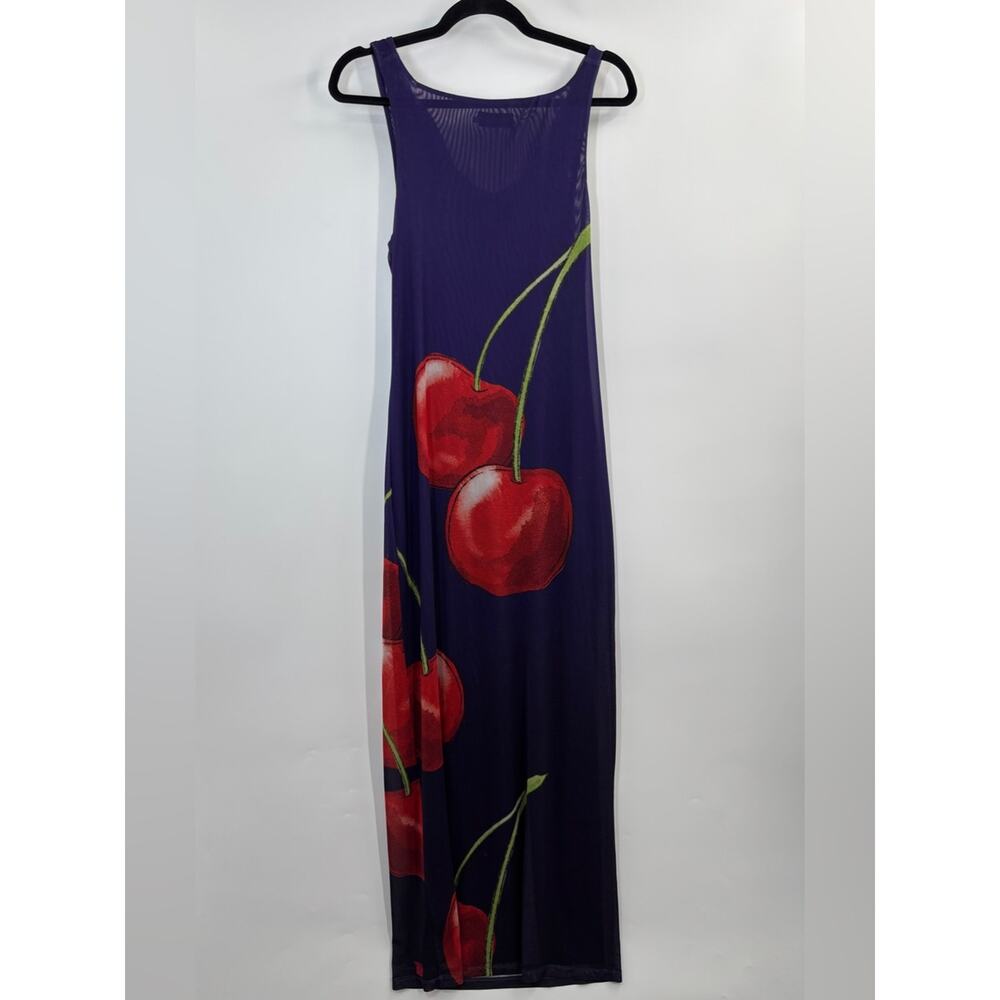 Muma World Night Cherry Graphic Print Cowl Neck Sleeveless Maxi Dress Medium - Picture 7 of 8